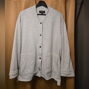 Vintage y2k Embossed for Lane Bryant 22/24 snap front heather grey cardigan